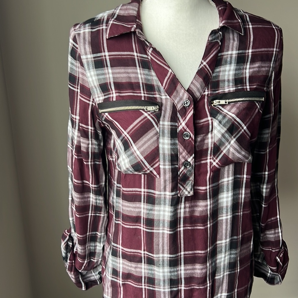 My Style Plaid 1/2 Zip Shirt